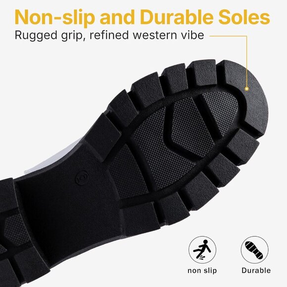 Vepose Women's White Faux Leather Lug Sole Elastic Slip on Ankle Booties - Picture 7 of 9